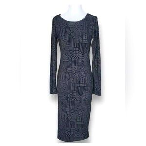 Sans Souci Black geometric velvet burnout midi dress